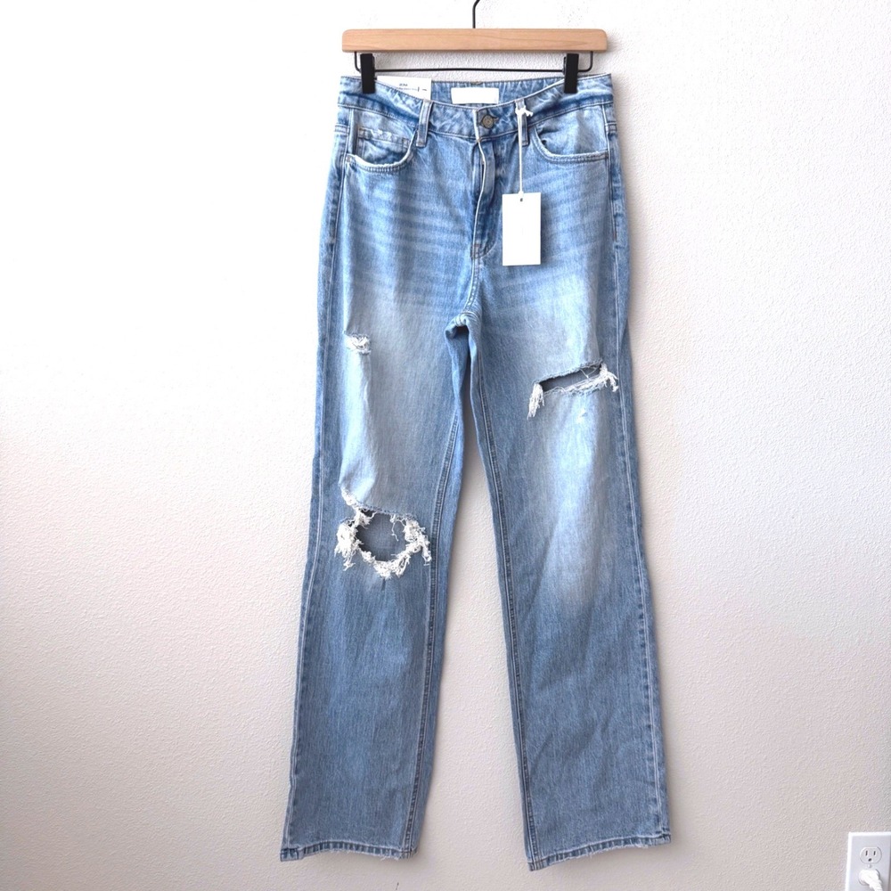 VERVET Women Cotton Distressed Leona Straight Leg Jeans Size 27 Grunge Edgy Boho